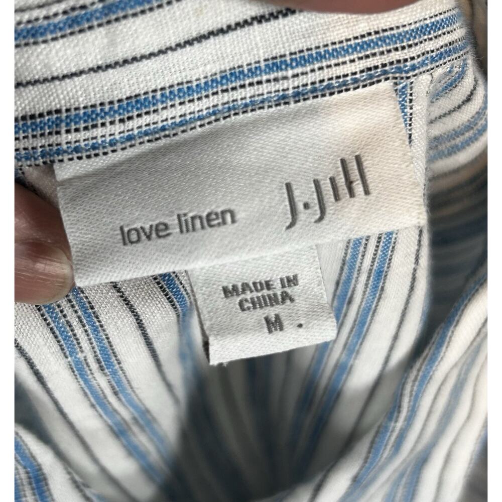 J. Jill Shirt Womens Medium Blue White Stripe Love Linen Popover Tunic Coastal - Picture 6 of 7